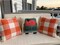 Set of 2 Fall Throw Pillow Covers - Orange & White Plaids (18"x18")